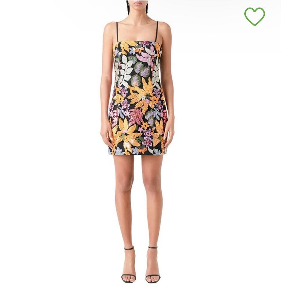 Endless Rose Women's Floral Sequin Sleeveless Mini Dress Size L